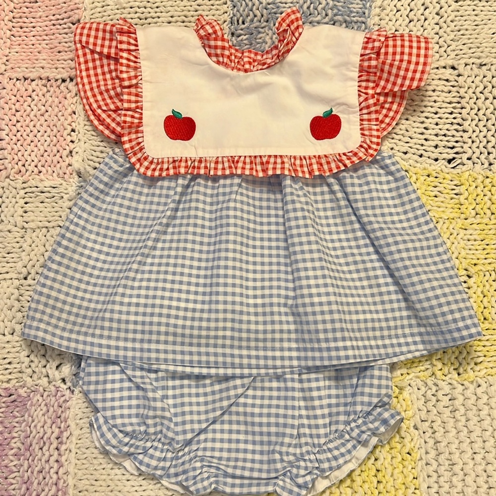 18 mo.crisp & adorable bubble set w blue:white checkered fabric& red/white too👼